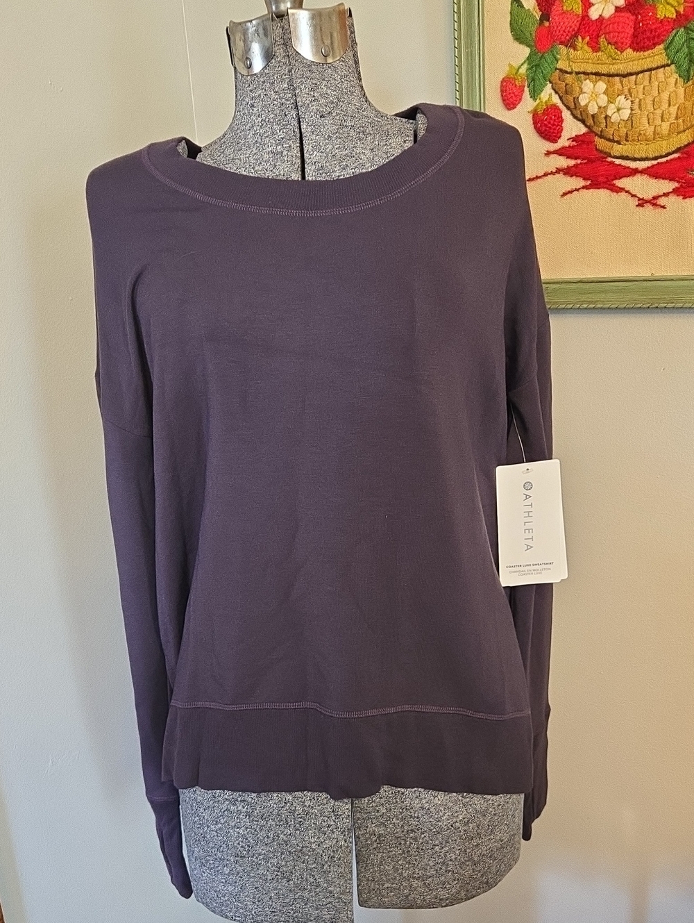 NWT Athleta Deep Plum Coaster Luxe Long Sleeve Crew Pullover